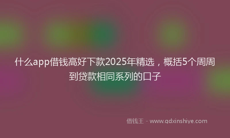 什么app借钱高好下款2025年精选，概括5个周周到贷款相同系列的口子