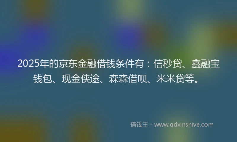 2025年的京东金融借钱条件有：信秒贷、鑫融宝钱包、现金侠途、森森借呗、米米贷等。
