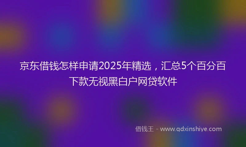 京东借钱怎样申请2025年精选，汇总5个百分百下款无视黑白户网贷软件