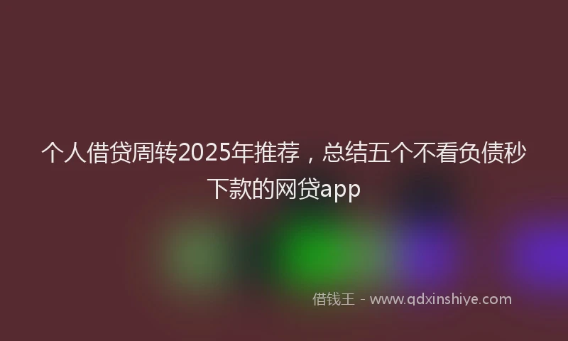 个人借贷周转2025年推荐，总结五个不看负债秒下款的网贷app