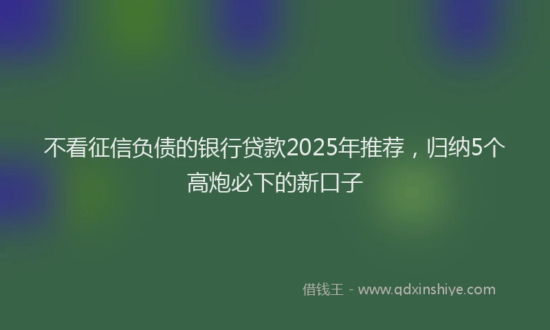 不看征信负债的银行贷款2025年推荐，归纳5个高炮必下的新口子