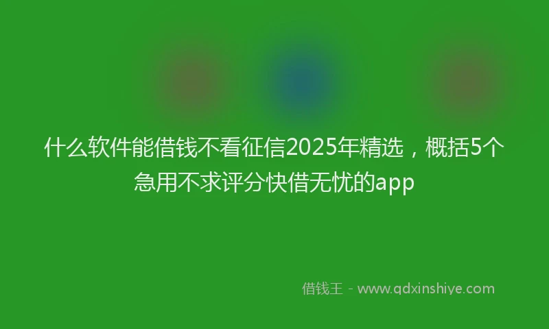 什么软件能借钱不看征信2025年精选，概括5个急用不求评分快借无忧的app