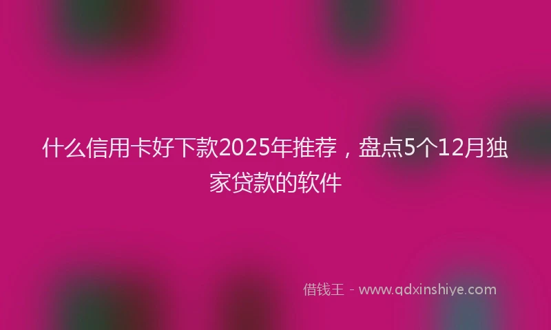 什么信用卡好下款2025年推荐，盘点5个12月独家贷款的软件