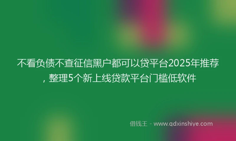 不看负债不查征信黑户都可以贷平台2025年推荐，整理5个新上线贷款平台门槛低软件