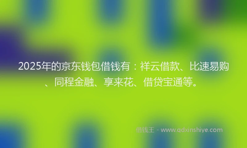 2025年的京东钱包借钱有：祥云借款、比速易购、同程金融、享来花、借贷宝通等。