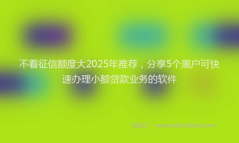 不看征信额度大2025年推荐，分享5个黑户可快速办理小额贷款业务的软件