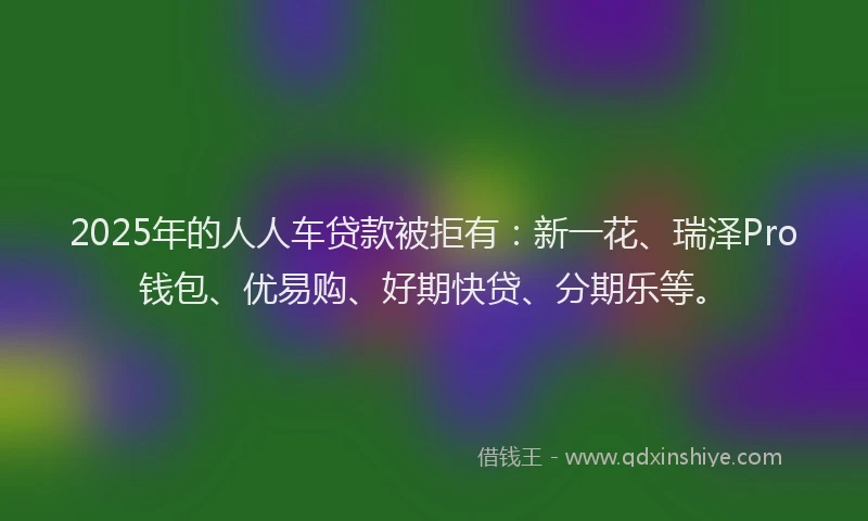 2025年的人人车贷款被拒有：新一花、瑞泽Pro钱包、优易购、好期快贷、分期乐等。
