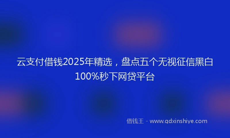 云支付借钱2025年精选，盘点五个无视征信黑白100%秒下网贷平台