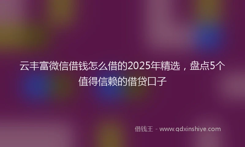 云丰富微信借钱怎么借的2025年精选，盘点5个值得信赖的借贷口子