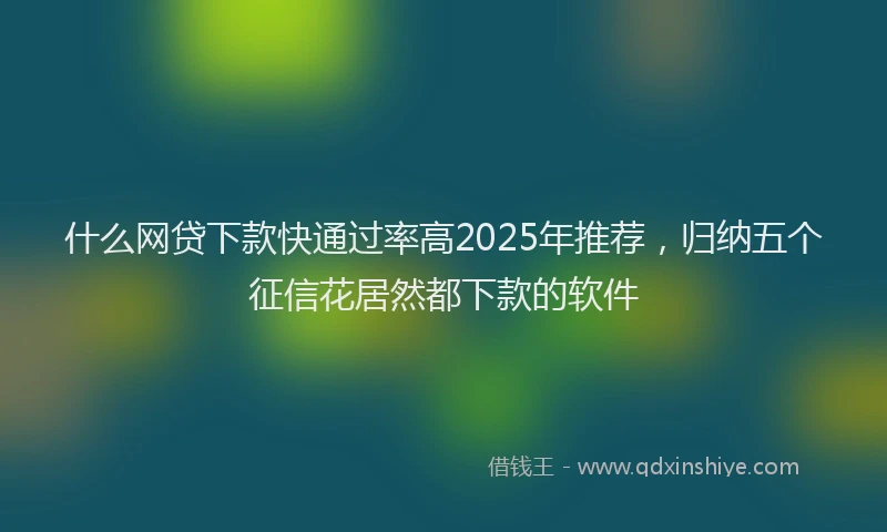 什么网贷下款快通过率高2025年推荐，归纳五个征信花居然都下款的软件