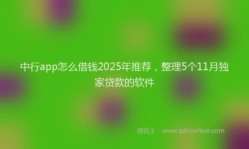中行app怎么借钱2025年推荐，整理5个11月独家贷款的软件