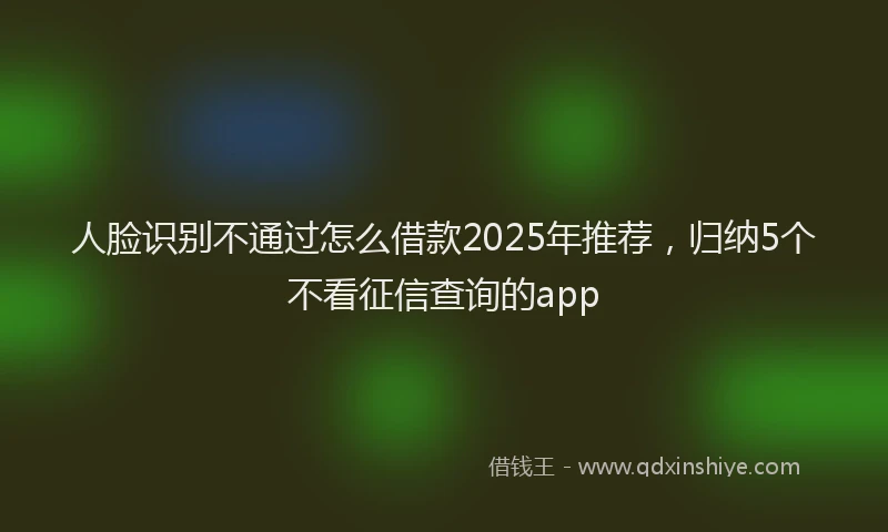 人脸识别不通过怎么借款2025年推荐，归纳5个不看征信查询的app