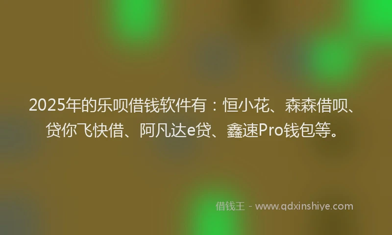 2025年的乐呗借钱软件有：恒小花、森森借呗、贷你飞快借、阿凡达e贷、鑫速Pro钱包等。