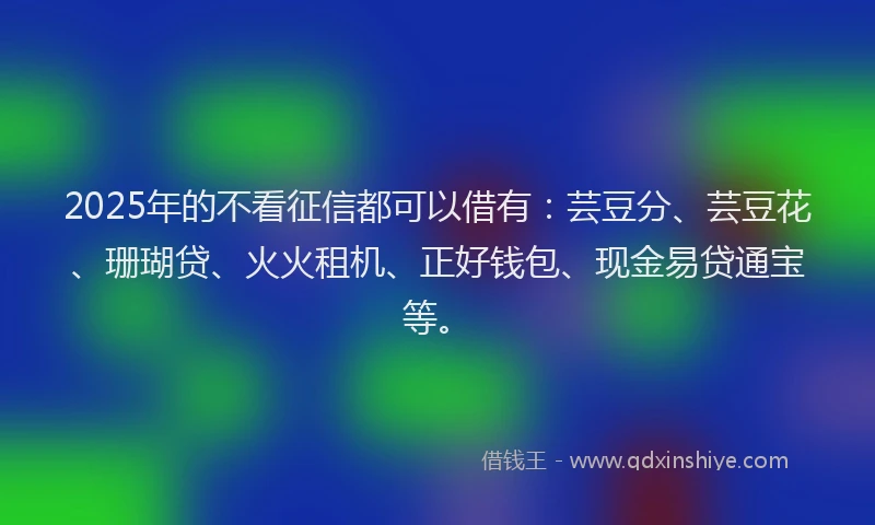 2025年的不看征信都可以借有：芸豆分、芸豆花、珊瑚贷、火火租机、正好钱包、现金易贷通宝等。