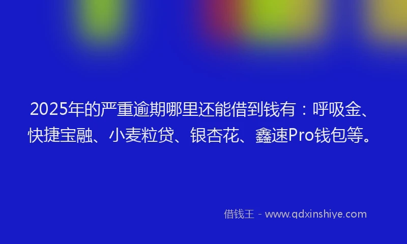 2025年的严重逾期哪里还能借到钱有：呼吸金、快捷宝融、小麦粒贷、银杏花、鑫速Pro钱包等。