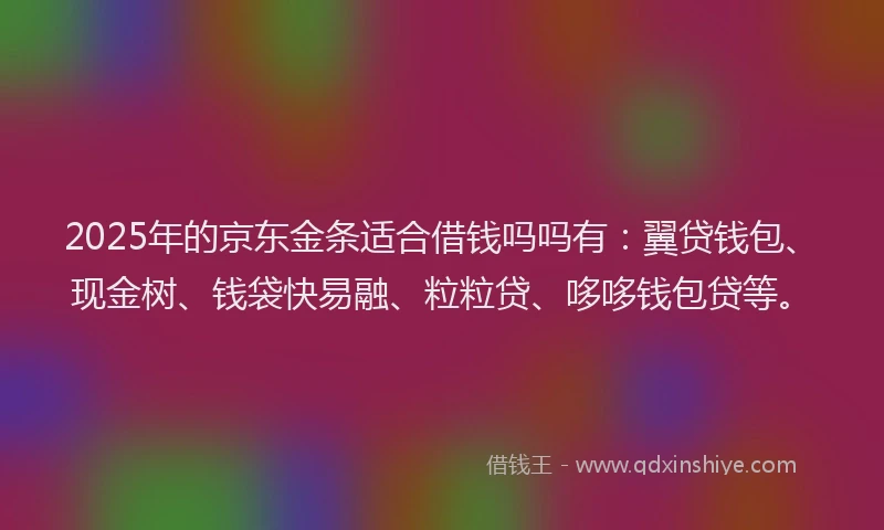 2025年的京东金条适合借钱吗吗有：翼贷钱包、现金树、钱袋快易融、粒粒贷、哆哆钱包贷等。
