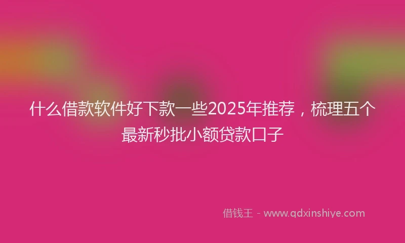什么借款软件好下款一些2025年推荐，梳理五个最新秒批小额贷款口子