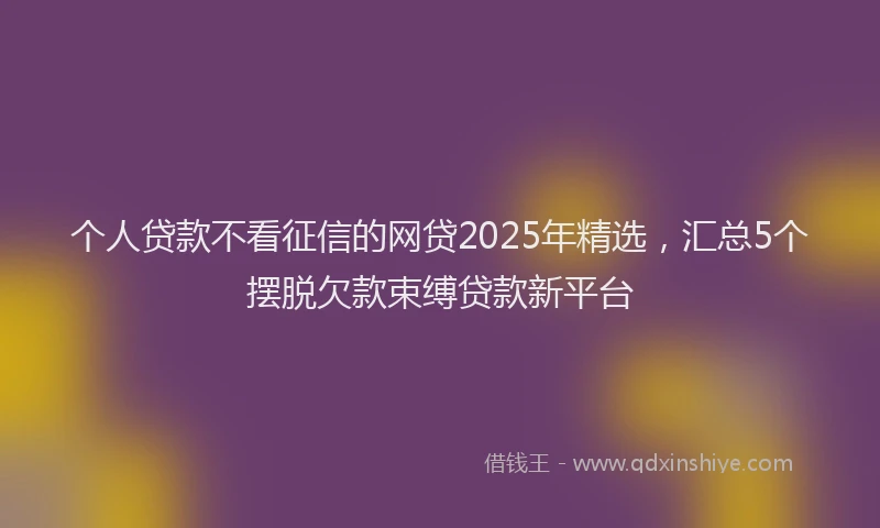 个人贷款不看征信的网贷2025年精选，汇总5个摆脱欠款束缚贷款新平台