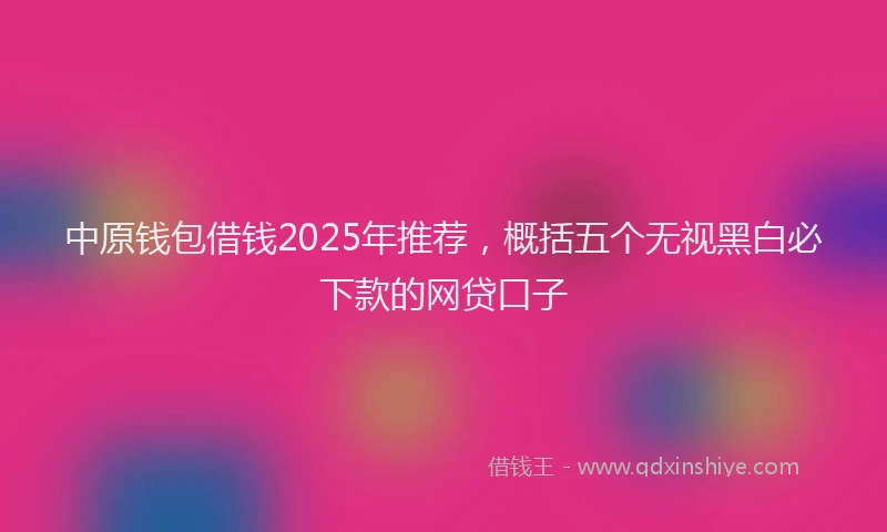 中原钱包借钱2025年推荐，概括五个无视黑白必下款的网贷口子