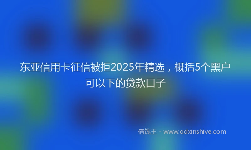 东亚信用卡征信被拒2025年精选，概括5个黑户可以下的贷款口子
