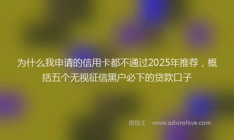 为什么我申请的信用卡都不通过2025年推荐，概括五个无视征信黑户必下的贷款口子