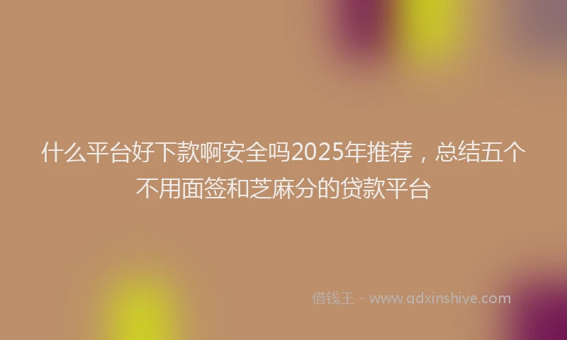 什么平台好下款啊安全吗2025年推荐，总结五个不用面签和芝麻分的贷款平台