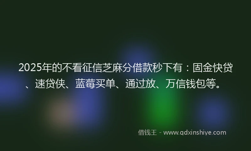2025年的不看征信芝麻分借款秒下有：固金快贷、速贷侠、蓝莓买单、通过放、万信钱包等。