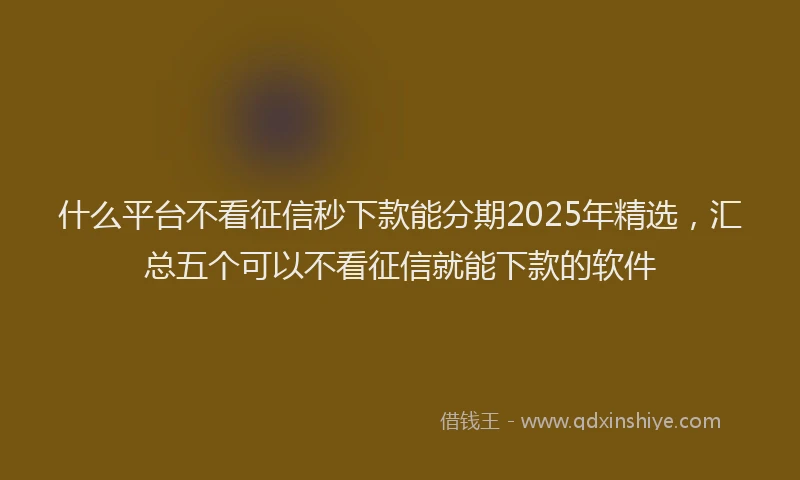 什么平台不看征信秒下款能分期2025年精选，汇总五个可以不看征信就能下款的软件