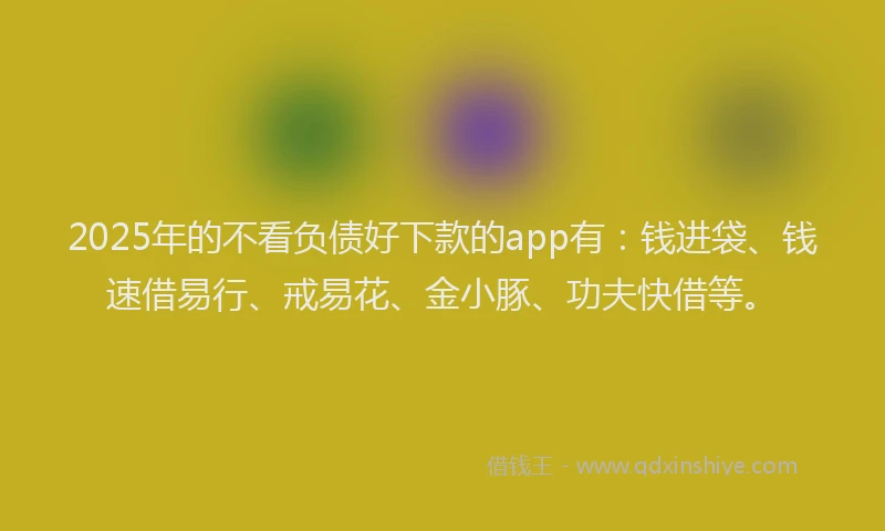 2025年的不看负债好下款的app有：钱进袋、钱速借易行、戒易花、金小豚、功夫快借等。