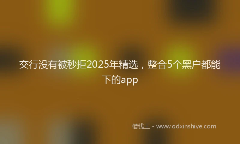 交行没有被秒拒2025年精选，整合5个黑户都能下的app