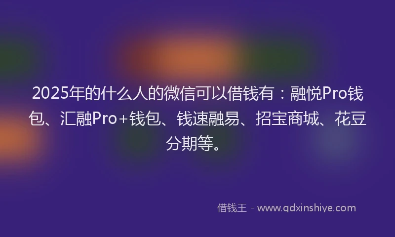 2025年的什么人的微信可以借钱有：融悦Pro钱包、汇融Pro+钱包、钱速融易、招宝商城、花豆分期等。