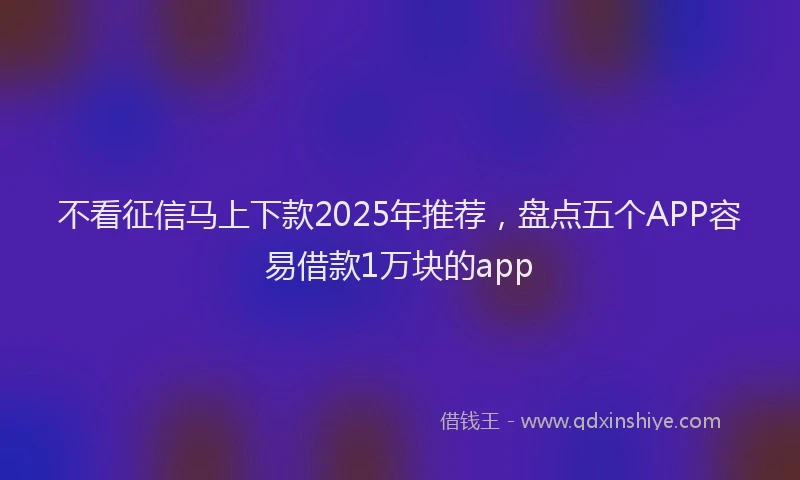 不看征信马上下款2025年推荐，盘点五个APP容易借款1万块的app