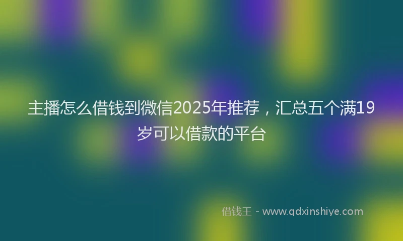 主播怎么借钱到微信2025年推荐，汇总五个满19岁可以借款的平台