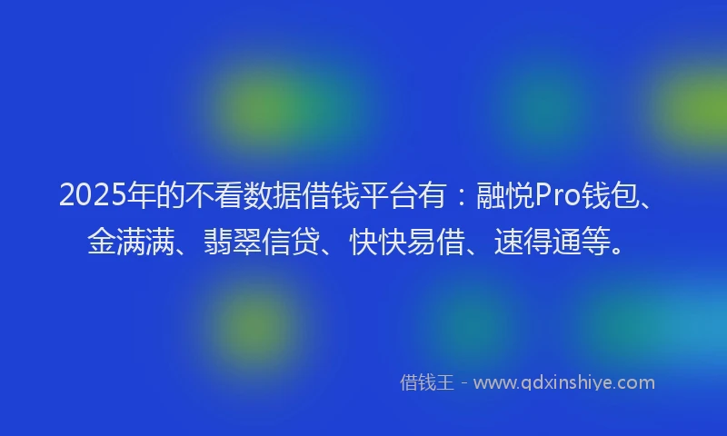 2025年的不看数据借钱平台有：融悦Pro钱包、金满满、翡翠信贷、快快易借、速得通等。