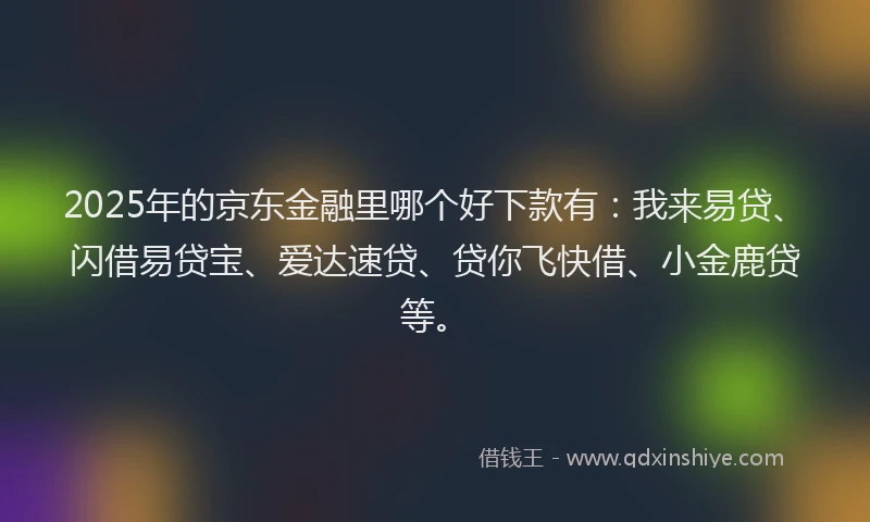 2025年的京东金融里哪个好下款有：我来易贷、闪借易贷宝、爱达速贷、贷你飞快借、小金鹿贷等。
