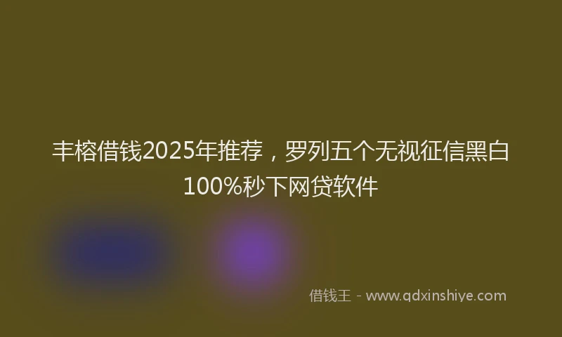 丰榕借钱2025年推荐，罗列五个无视征信黑白100%秒下网贷软件
