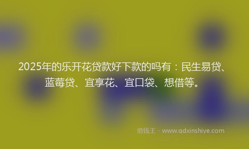 2025年的乐开花贷款好下款的吗有：民生易贷、蓝莓贷、宜享花、宜口袋、想借等。