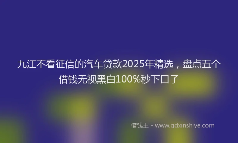 九江不看征信的汽车贷款2025年精选，盘点五个借钱无视黑白100%秒下口子