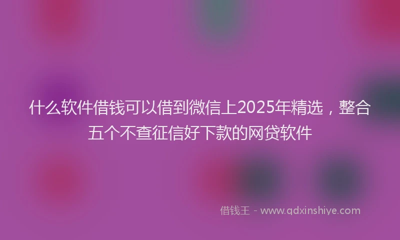 什么软件借钱可以借到微信上2025年精选，整合五个不查征信好下款的网贷软件