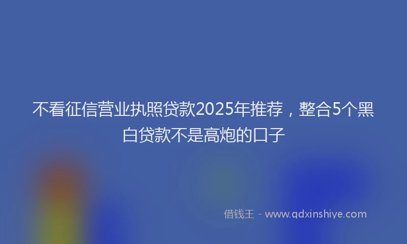 不看征信营业执照贷款2025年推荐，整合5个黑白贷款不是高炮的口子