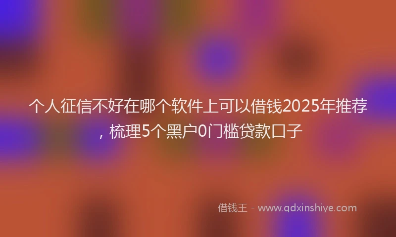 个人征信不好在哪个软件上可以借钱2025年推荐，梳理5个黑户0门槛贷款口子