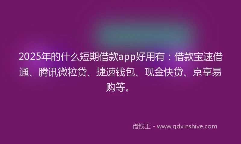 2025年的什么短期借款app好用有：借款宝速借通、腾讯微粒贷、捷速钱包、现金快贷、京享易购等。