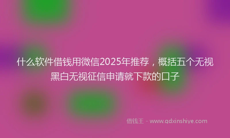 什么软件借钱用微信2025年推荐，概括五个无视黑白无视征信申请就下款的口子