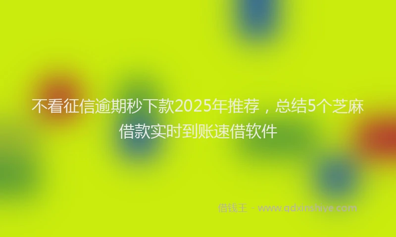 不看征信逾期秒下款2025年推荐，总结5个芝麻借款实时到账速借软件