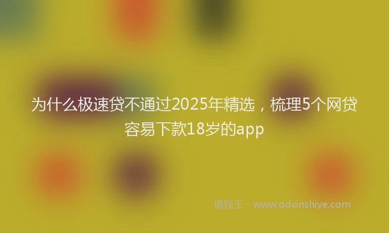 为什么极速贷不通过2025年精选，梳理5个网贷容易下款18岁的app