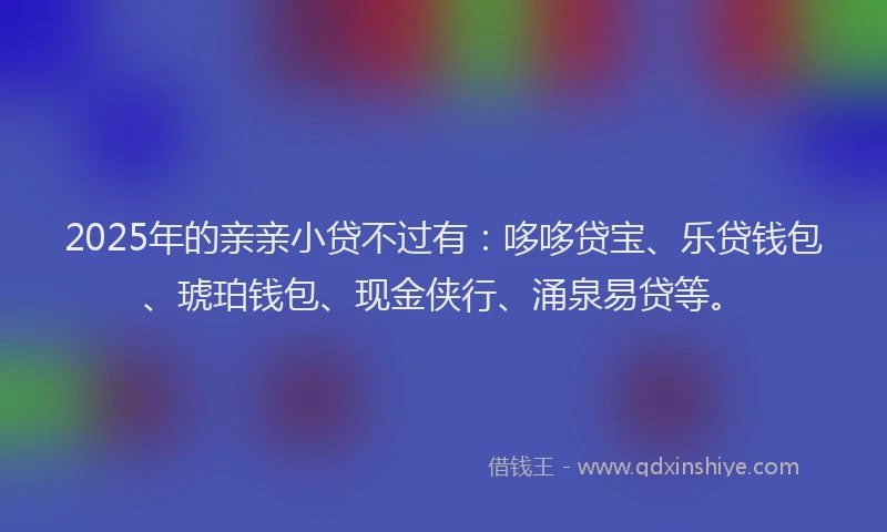 2025年的亲亲小贷不过有：哆哆贷宝、乐贷钱包、琥珀钱包、现金侠行、涌泉易贷等。