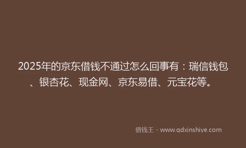 2025年的京东借钱不通过怎么回事有：瑞信钱包、银杏花、现金网、京东易借、元宝花等。