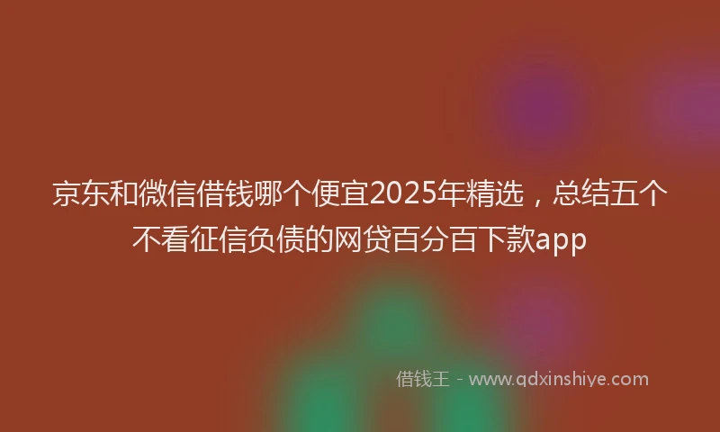 京东和微信借钱哪个便宜2025年精选，总结五个不看征信负债的网贷百分百下款app