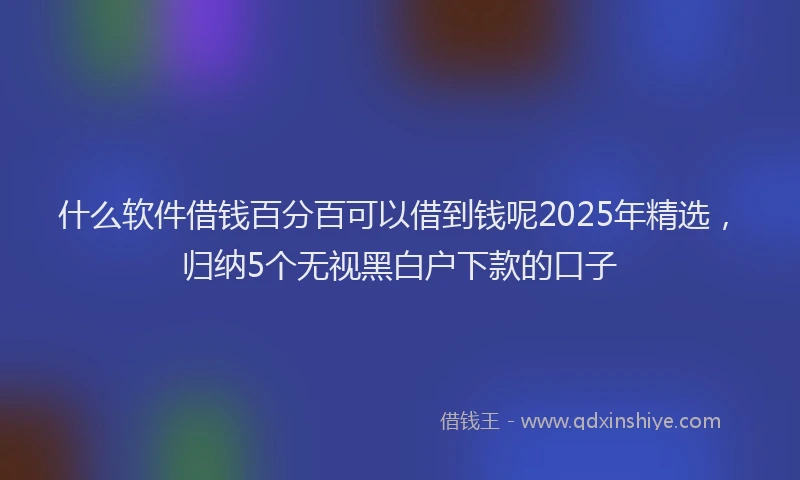 什么软件借钱百分百可以借到钱呢2025年精选，归纳5个无视黑白户下款的口子