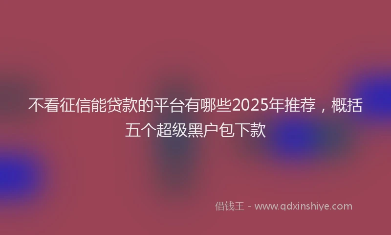 不看征信能贷款的平台有哪些2025年推荐，概括五个超级黑户包下款